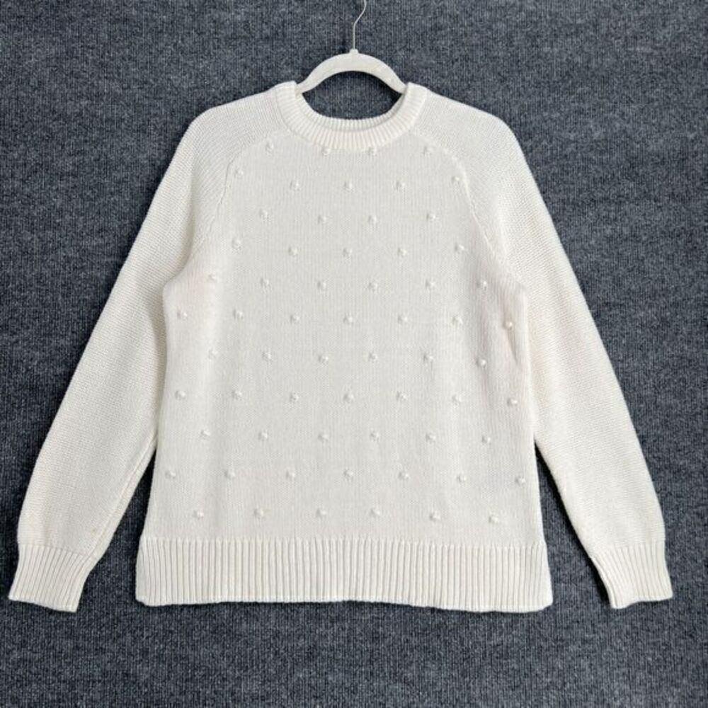 Old Navy Womens Off White Pullover Crewneck Sweater Size M Popcorn Neutral Basic